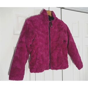 The North Face Girls Reversible Mossbud Swirl Jacket SZ M 10-12 Hot Pink/Black